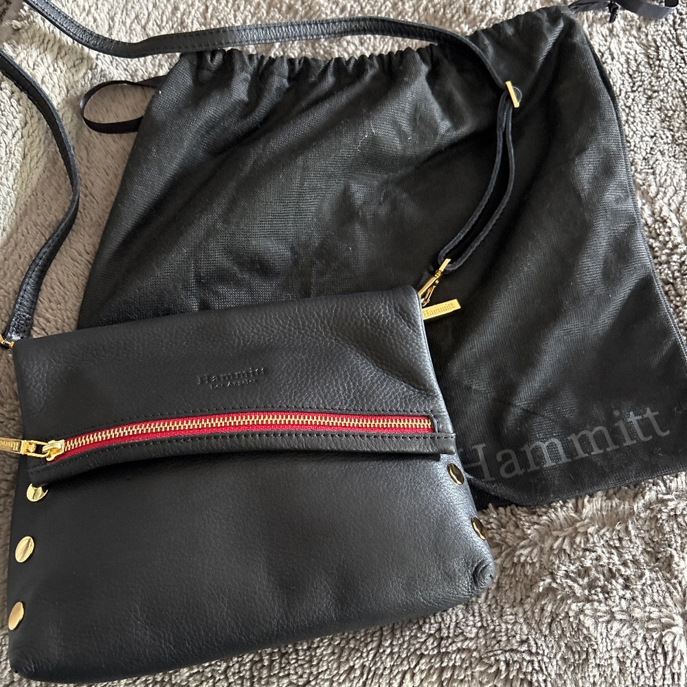 Hammett zippered leather crossbody clutch